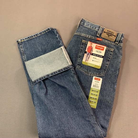 Wrangler Other - NEW Wrangler Five Star 96501DS Jeans Mens 40x32 Blue Regular Straight Denim